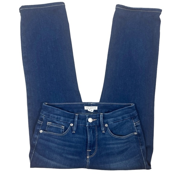 Good American Good Straight Leg Style GPS367T Blue 383 Stretch Mid Rise Size 2 - Picture 9 of 14